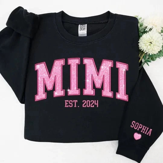 Custom Embroidered Applique Glitter Mama Sweatshirt - Gift for Mom