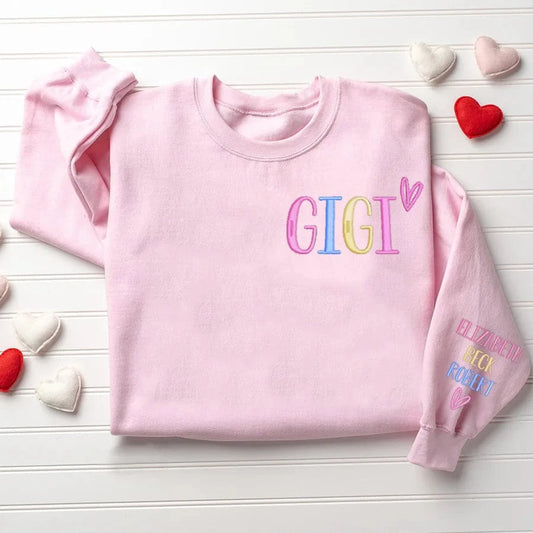 Custom Embroidered Grandma Valentine Day Sweatshirt, Gift for Grandma, Nana Hoodie, New Grandma Gift