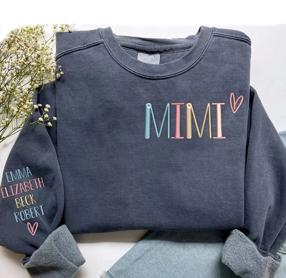 Custom Embroidered Grandma Valentine Day Sweatshirt, Gift for Grandma, Nana Hoodie, New Grandma Gift