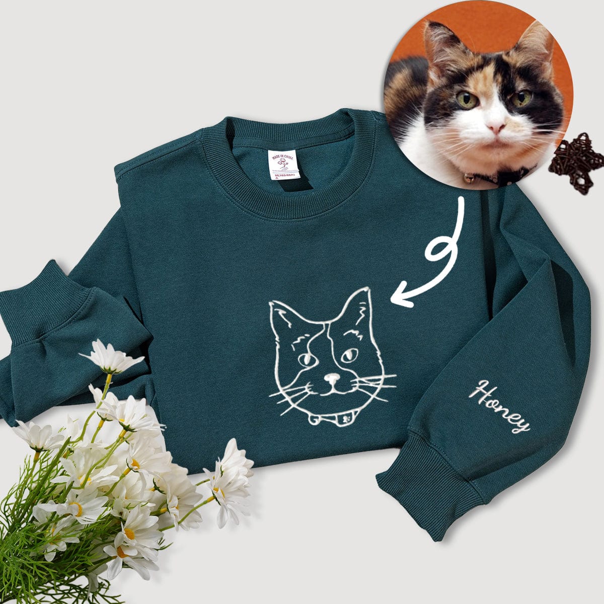 Pet Hoodie | Elegant Line Embroidery Pullover | Warm Pet Memorial Gift new