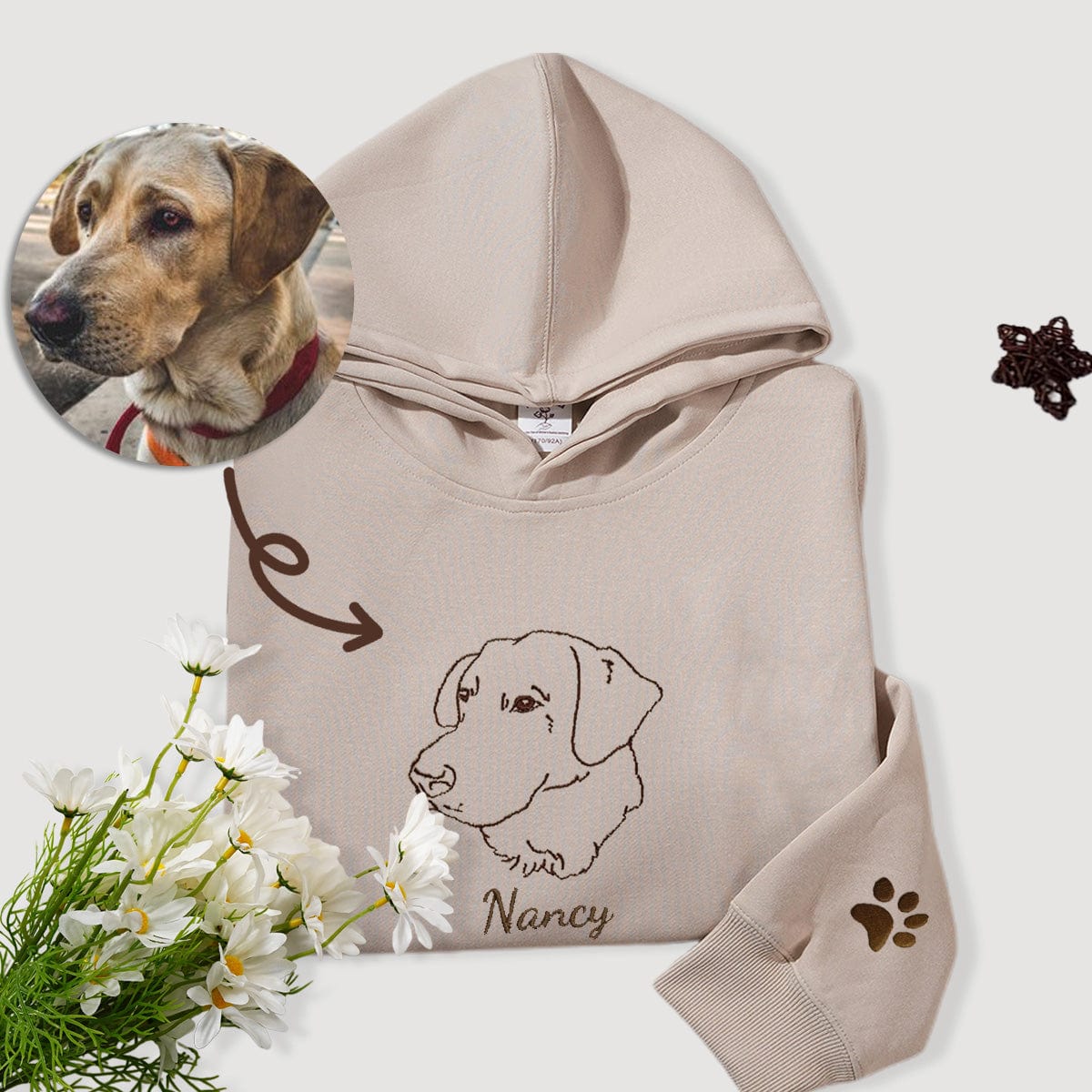 Pet Hoodie | Elegant Line Embroidery Pullover | Warm Pet Memorial Gift new