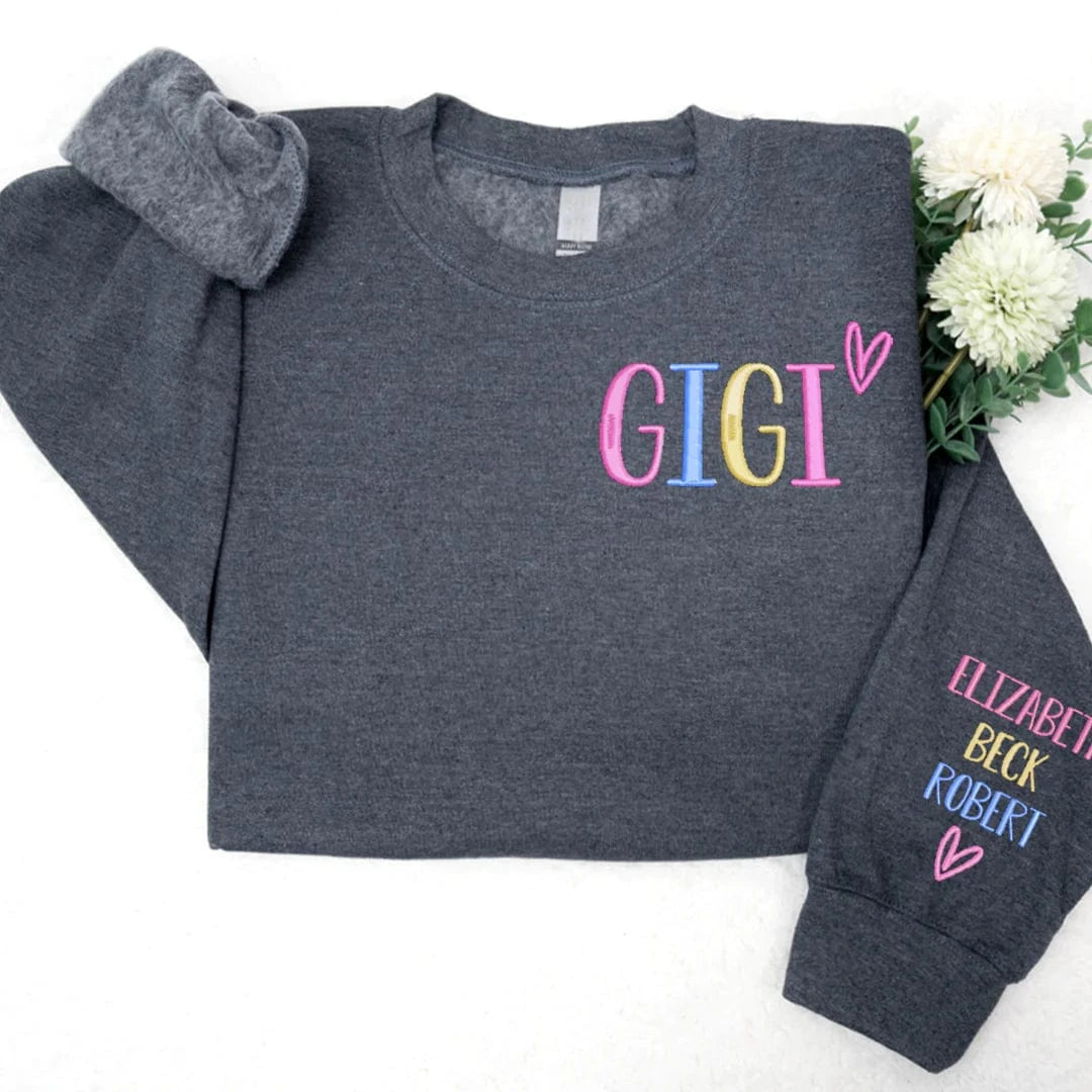 Custom Embroidered Grandma Valentine Day Sweatshirt, Gift for Grandma, Nana Hoodie, New Grandma Gift