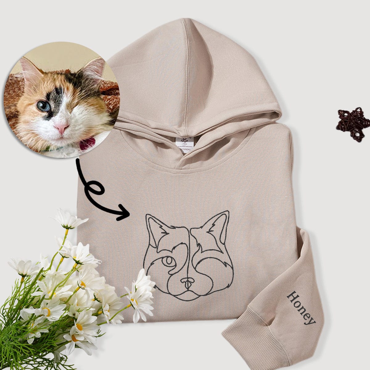 Customized Pet Embroidery Hoodie | Four Color Options | Add a Personal Touch to Your Pet