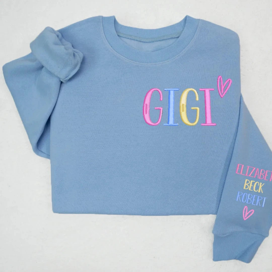 Custom Embroidered Grandma Valentine Day Sweatshirt, Gift for Grandma, Nana Hoodie, New Grandma Gift