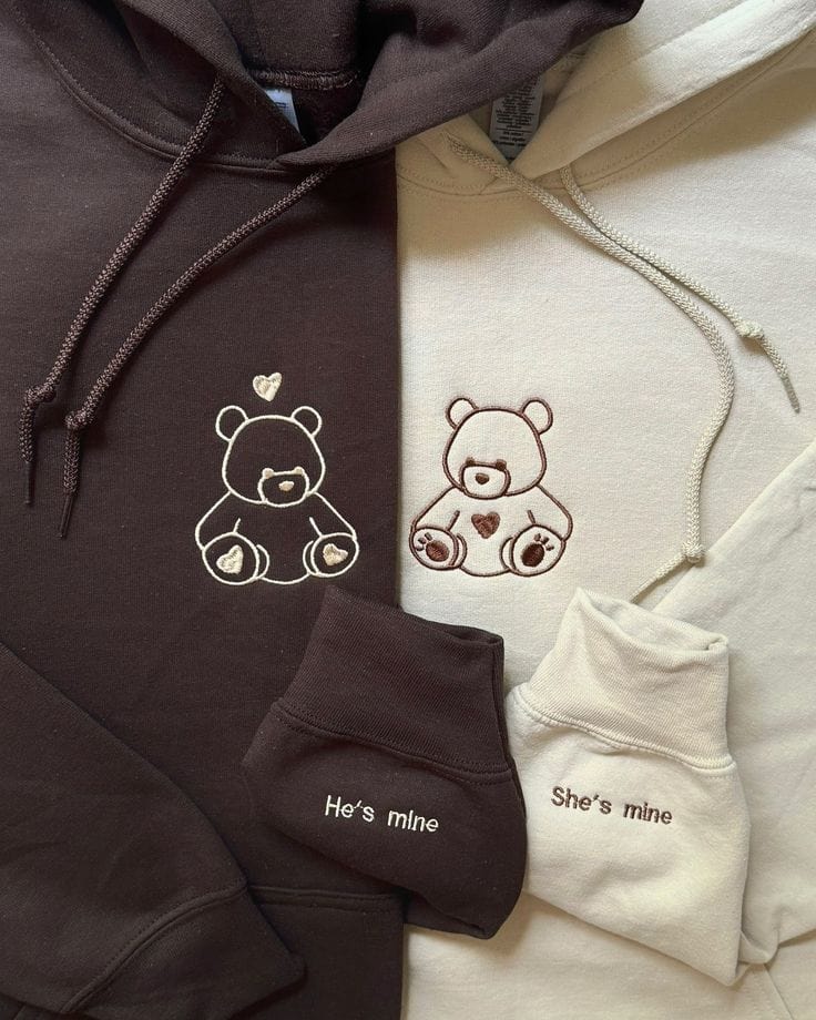 Couple Outfit Embroidery Collection - Valentine's Day Gift - Embroidered Sweatshirt, hoodie