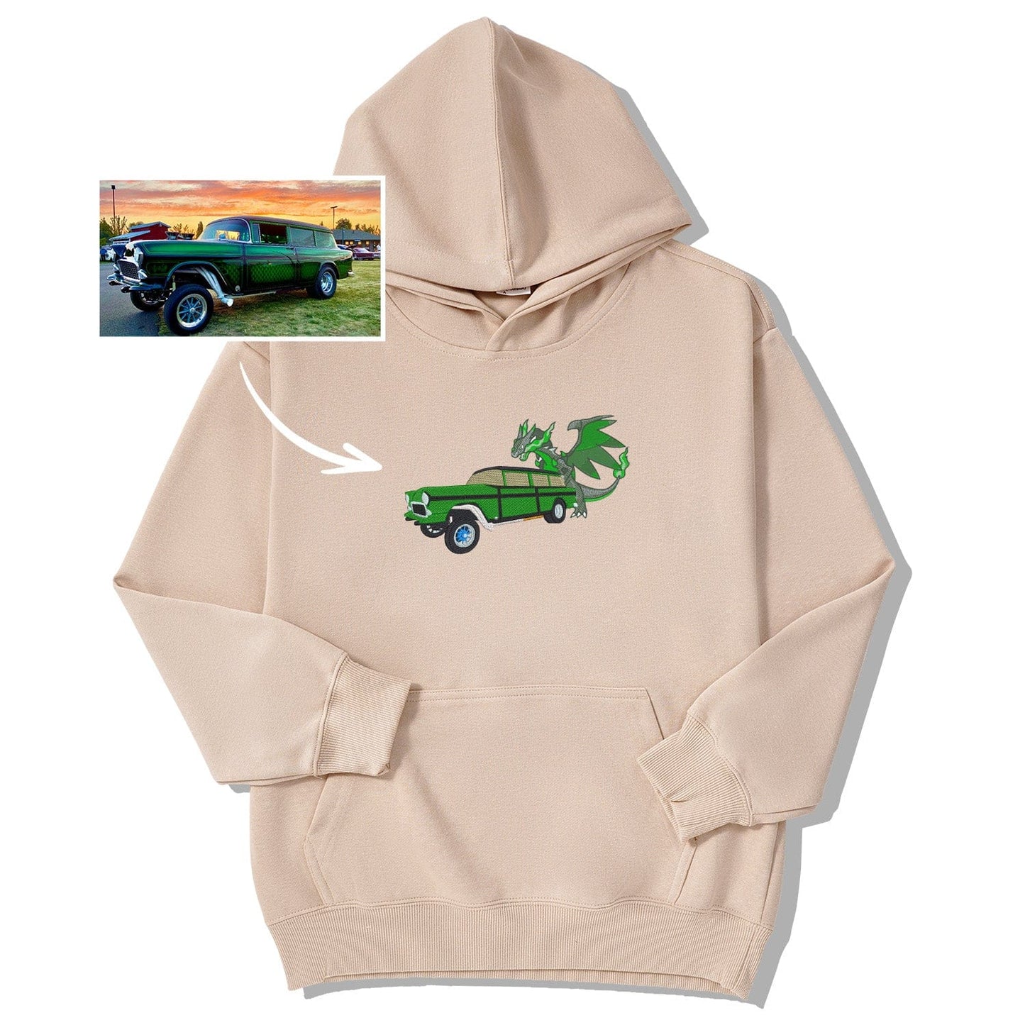 Embroidered Hoodie with Your Car, Featuring Dragon Embroidery - The Perfect Couple's Gift for Autumn and Winter!