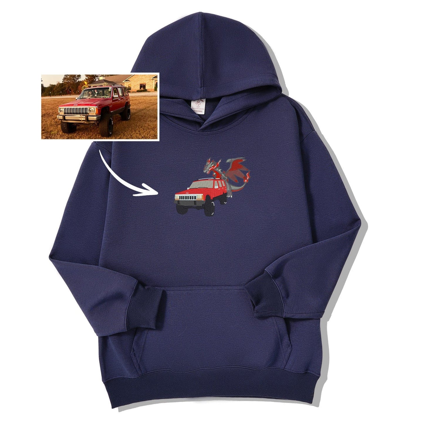 Embroidered Hoodie with Your Car, Featuring Dragon Embroidery - The Perfect Couple's Gift for Autumn and Winter!