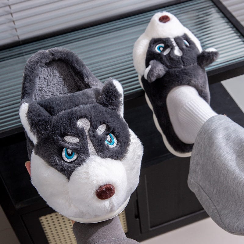 Cute husky cartoon home cotton slippers