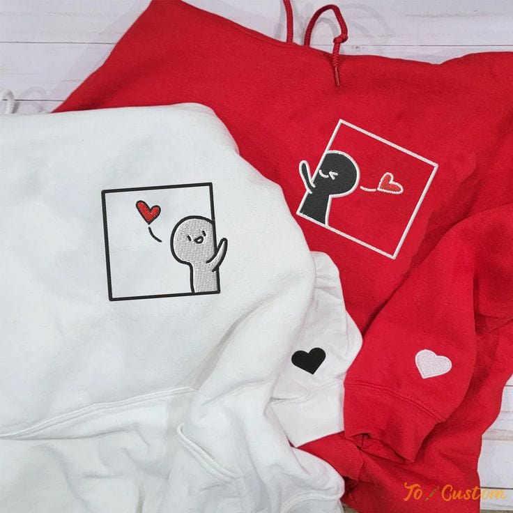 Couple Outfit Embroidery Collection - Valentine's Day Gift - Embroidered Sweatshirt, hoodie