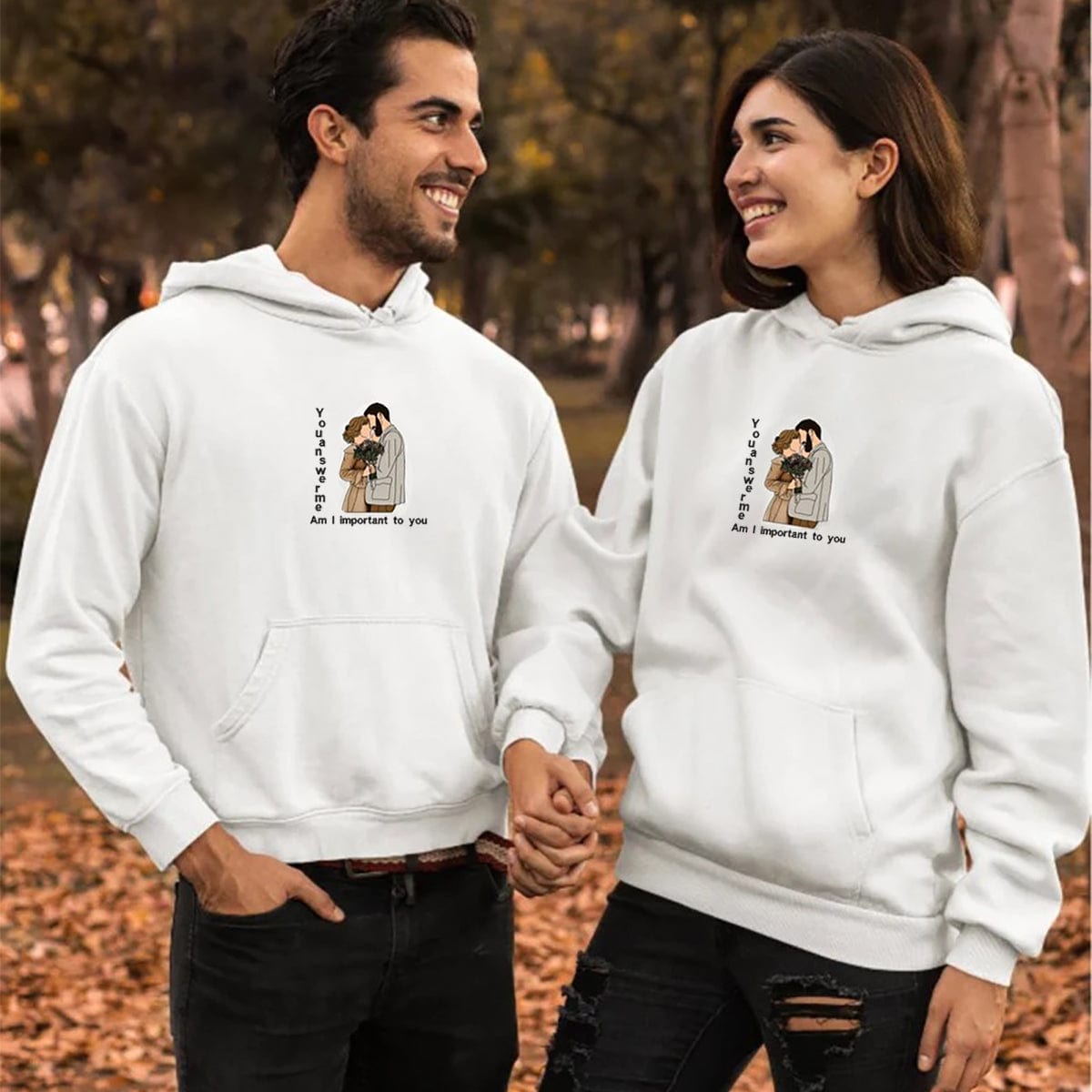 Guardian Love - Couple photos embroidered custom sweatshirt hoodie