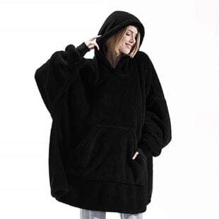 Autumn and Winter Comfortable Couple Loungewear, Loose Double-Sided Fleece Hoodie, Thick Wearable Blanket