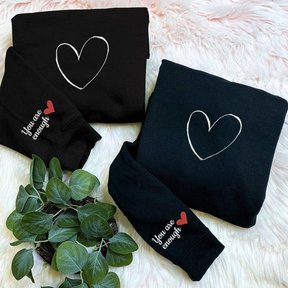 Embroidered Heart Line Couples T-shirt/Sweatshirt/Hoodie - Perfect Gift for Lovers! Soft, Stylish, and Comfortable Apparel for Your Next Casual Outing"