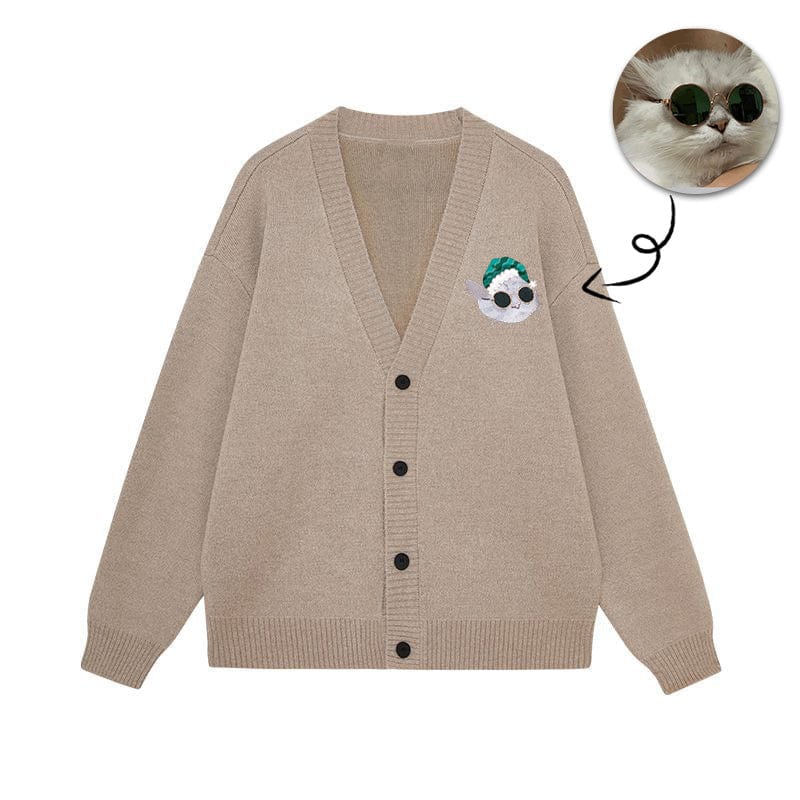 ersonalized Embroidered Cardigan: Keep Your Dog Warm and Stylish in a Christmas Hat This Winter!