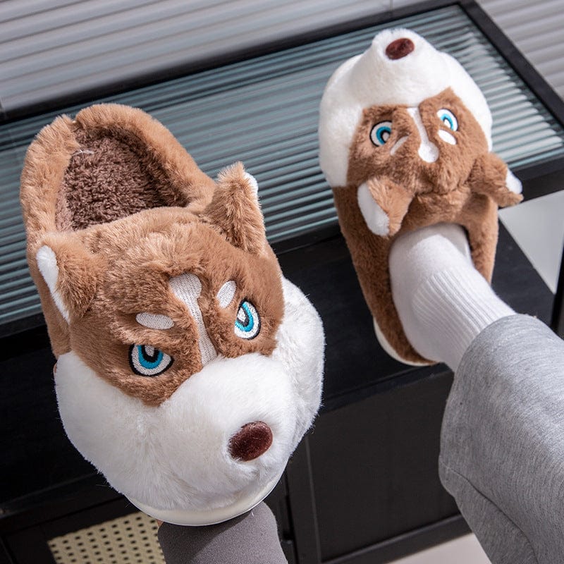 Cute husky cartoon home cotton slippers