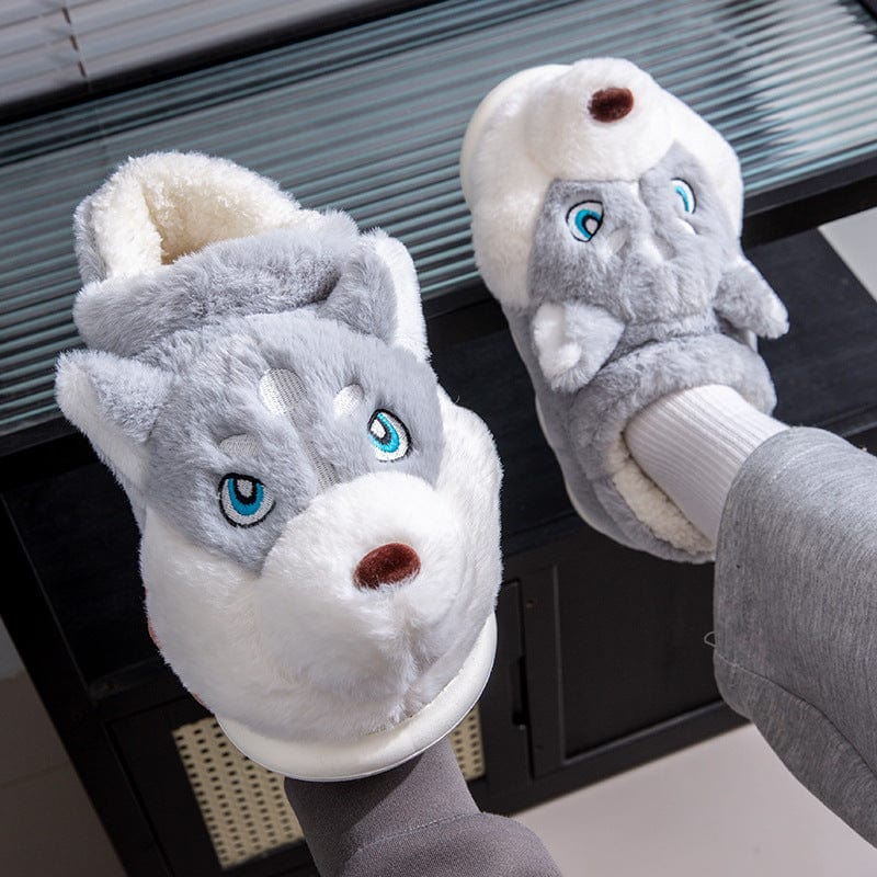 Cute husky cartoon home cotton slippers