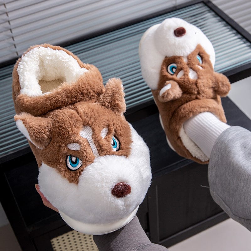 Cute husky cartoon home cotton slippers