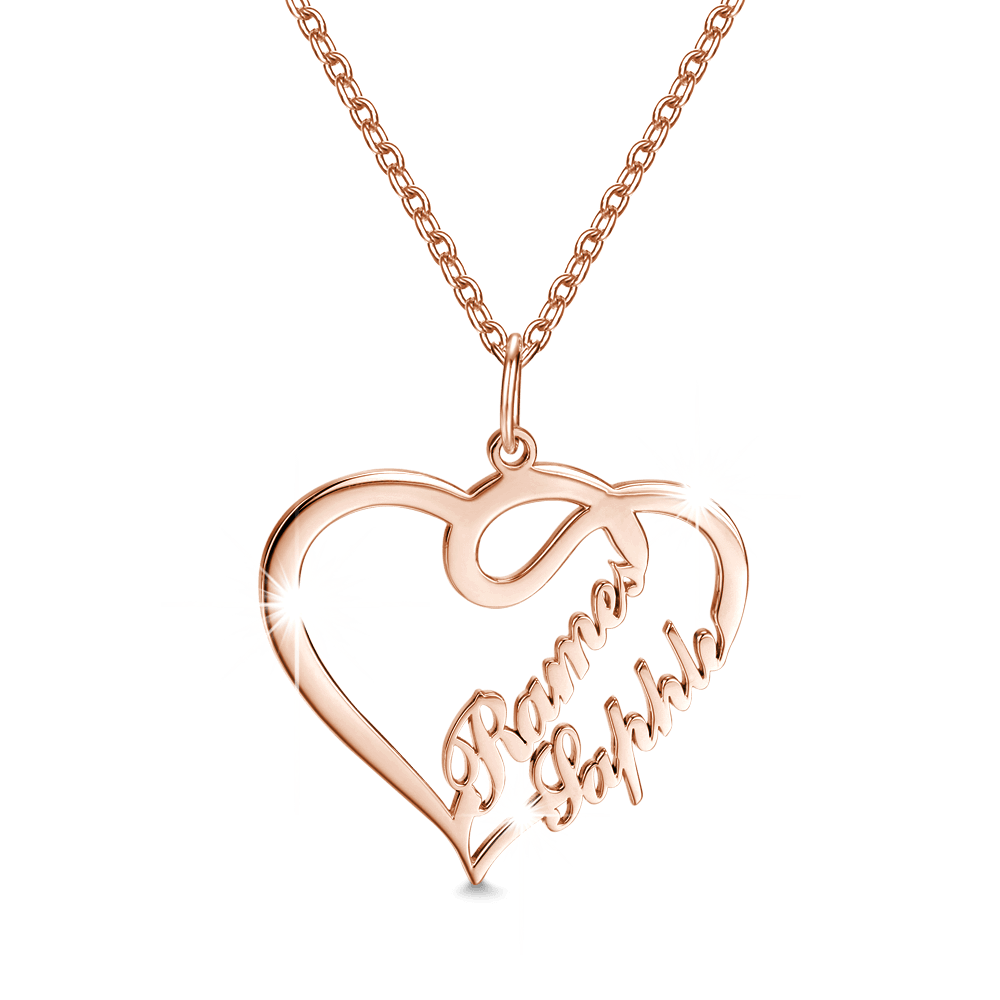 Custom Overlapping Heart Two Names Necklace 925 Sterling Silver – MYSTICHOT