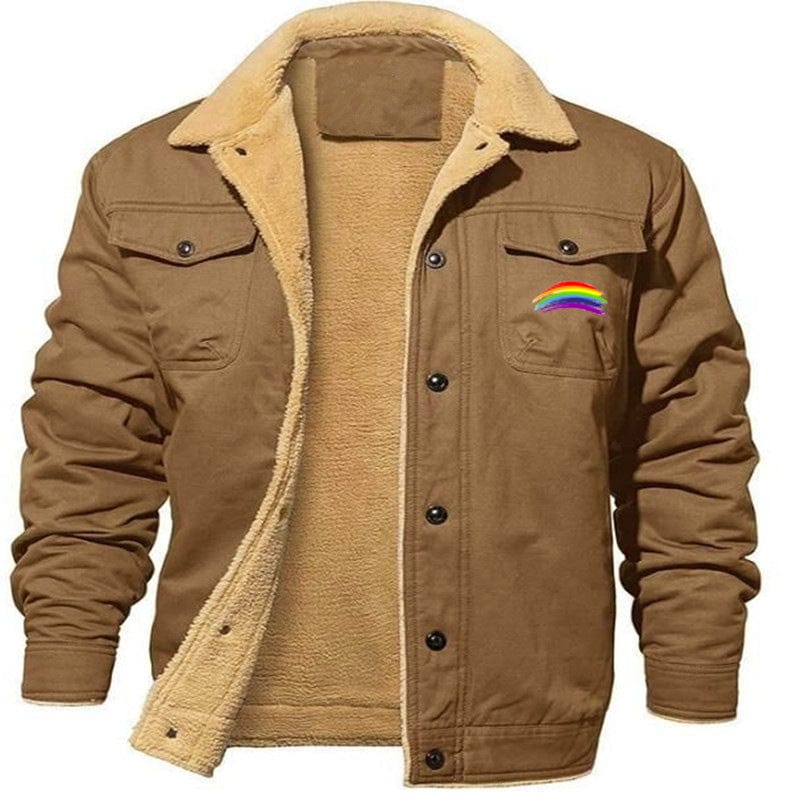 Embroidered Autumn/Winter new men's jacket with fleece-cotton cargo casual jacket men's coat