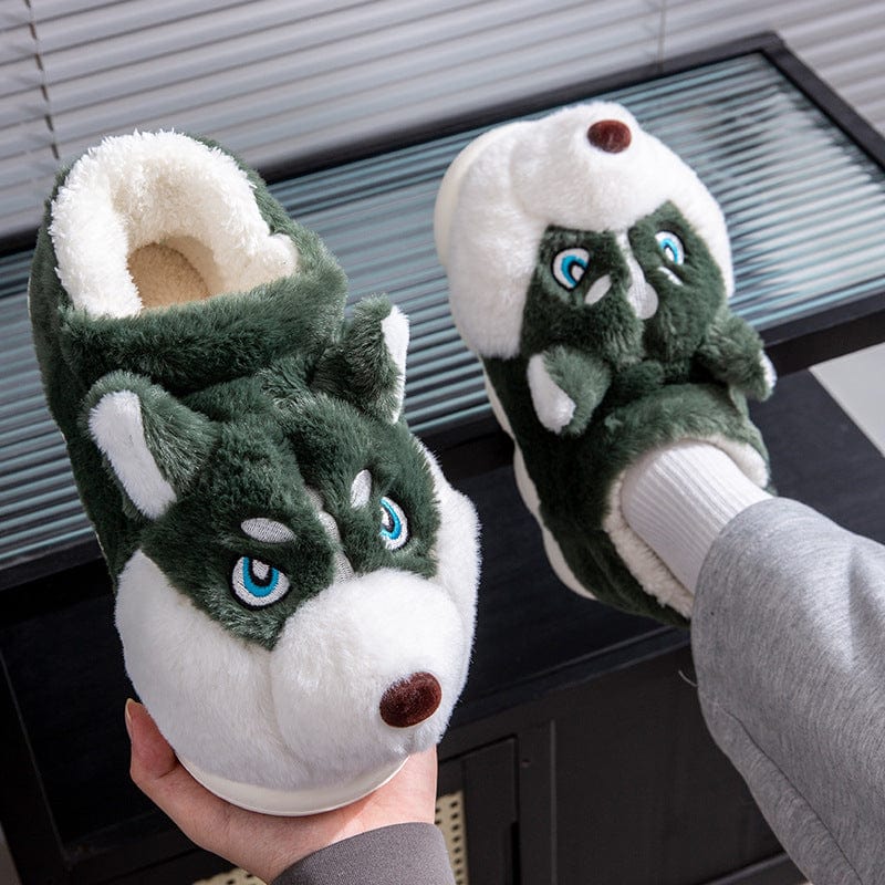 Cute husky cartoon home cotton slippers