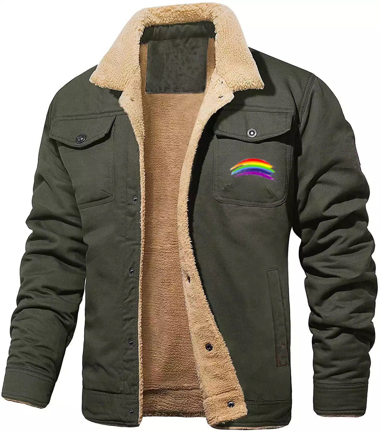 Embroidered Autumn/Winter new men's jacket with fleece-cotton cargo casual jacket men's coat