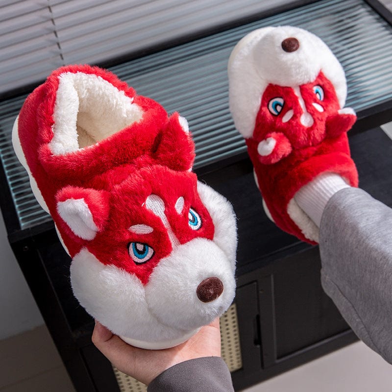 Cute husky cartoon home cotton slippers