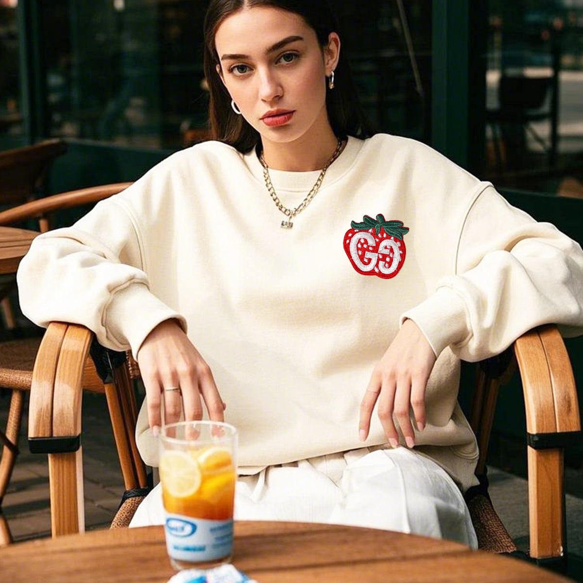 Custom Embroidered Sweatshirt - Cartoon Fruit series embroidered hoodie sweatshirt