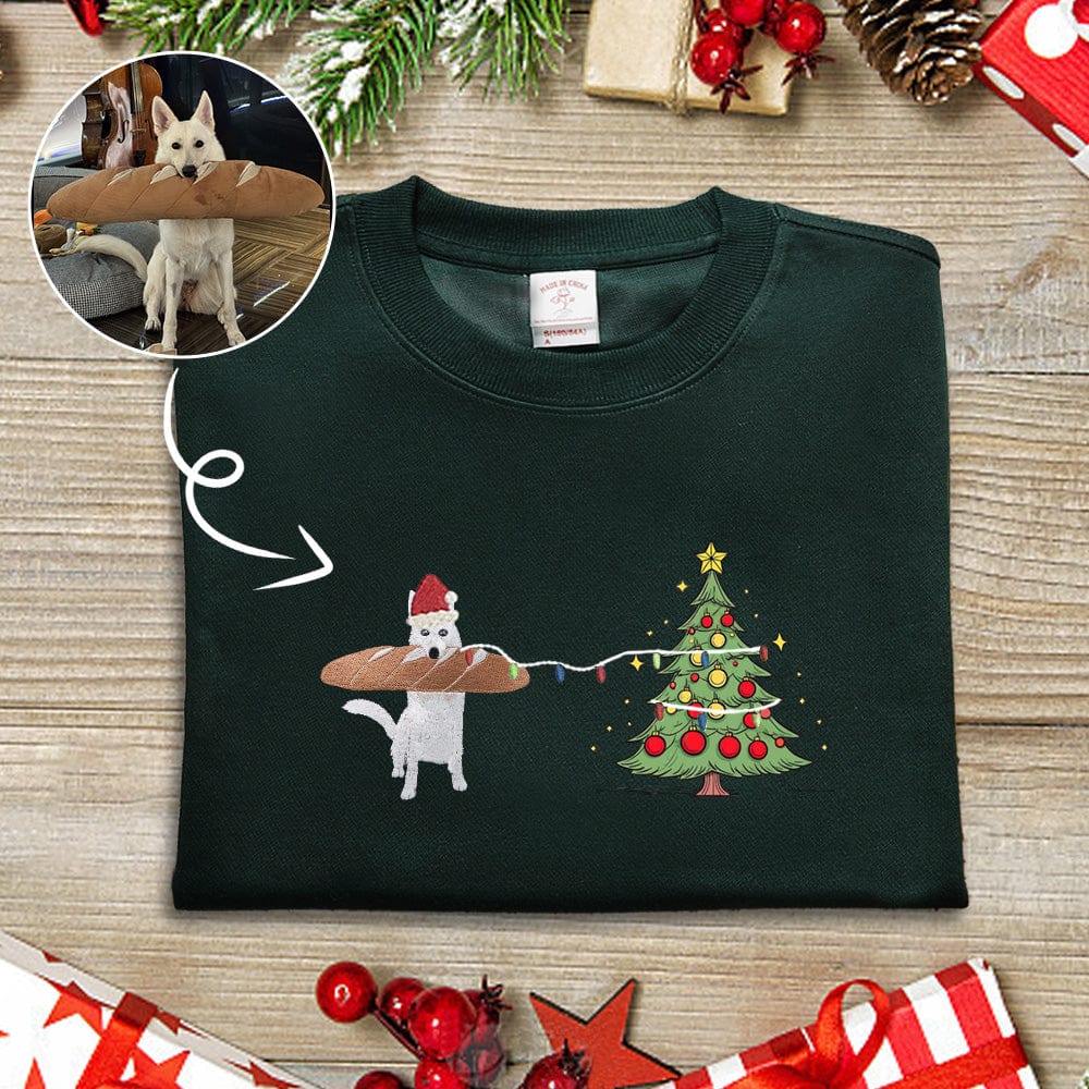 Mystichot Custom Embroidered Christmas tree Pet Sweatshirt