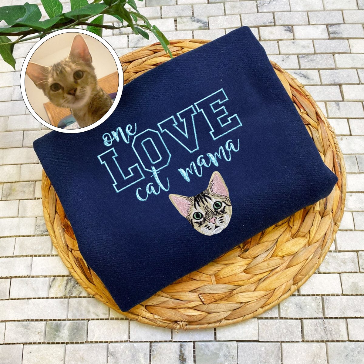 Custom Embroidered One Love Cat Mama Sweatshirt