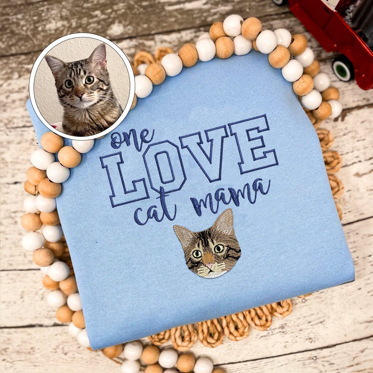 Custom Embroidered One Love Cat Mama Sweatshirt