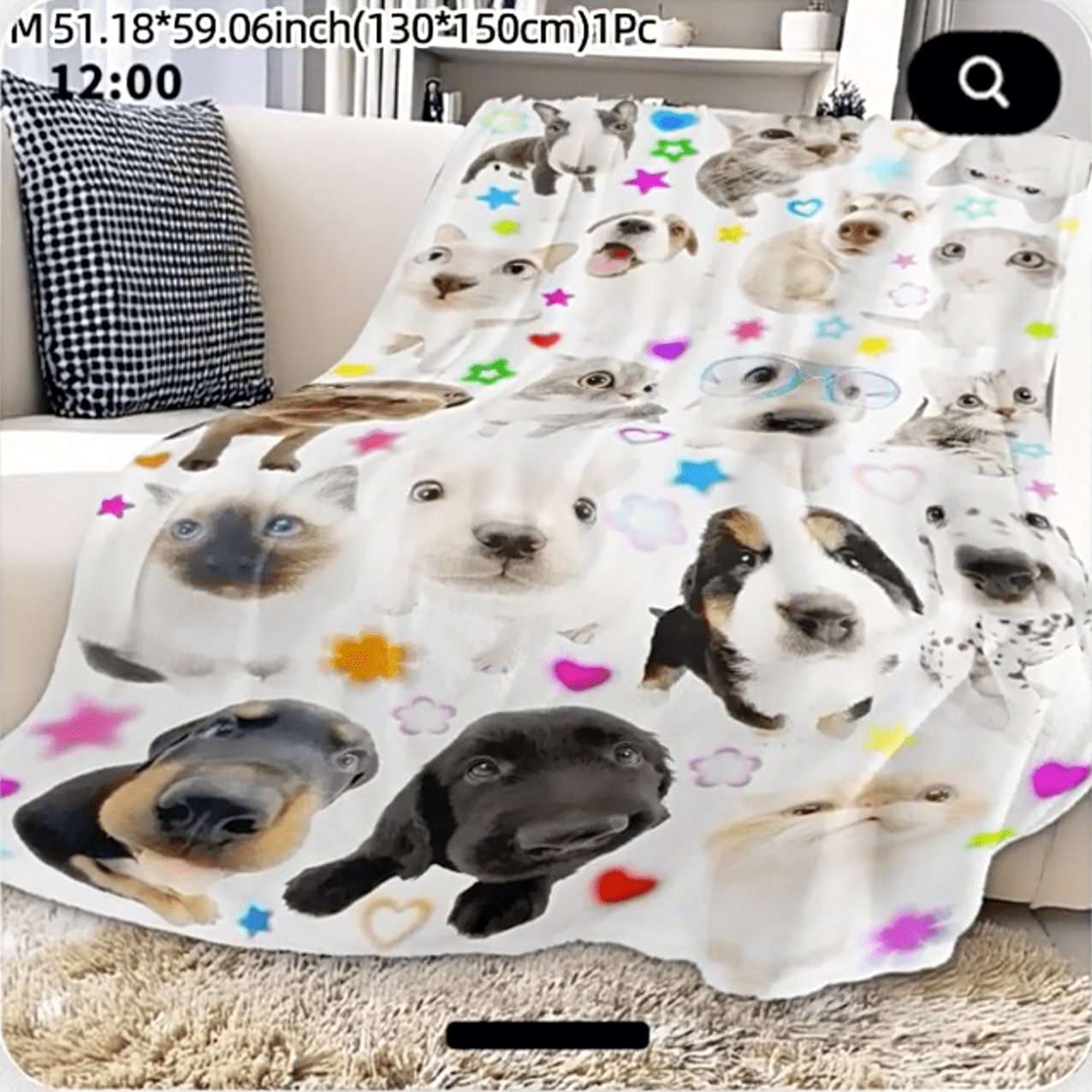 Blanket wool print Cute portable soft cover blanket flannel blanket for bed