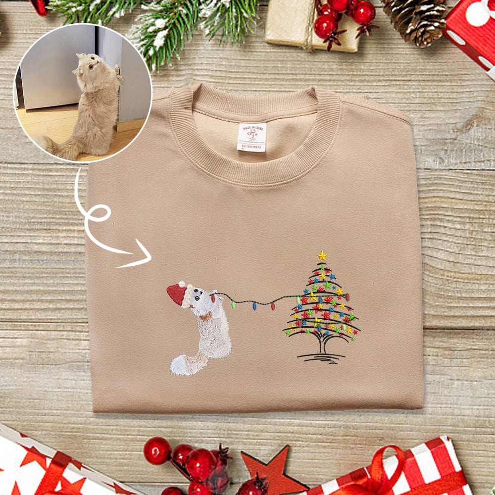 Mystichot Custom Embroidered Christmas tree Pet Sweatshirt