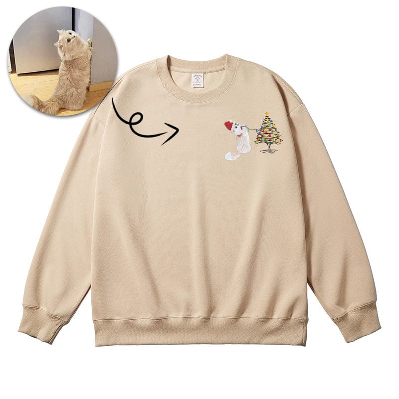 Embroidery of pets, Christmas tree embroidered sweatshirt, upload photos to match various Christmas trees, Christmas gifts.