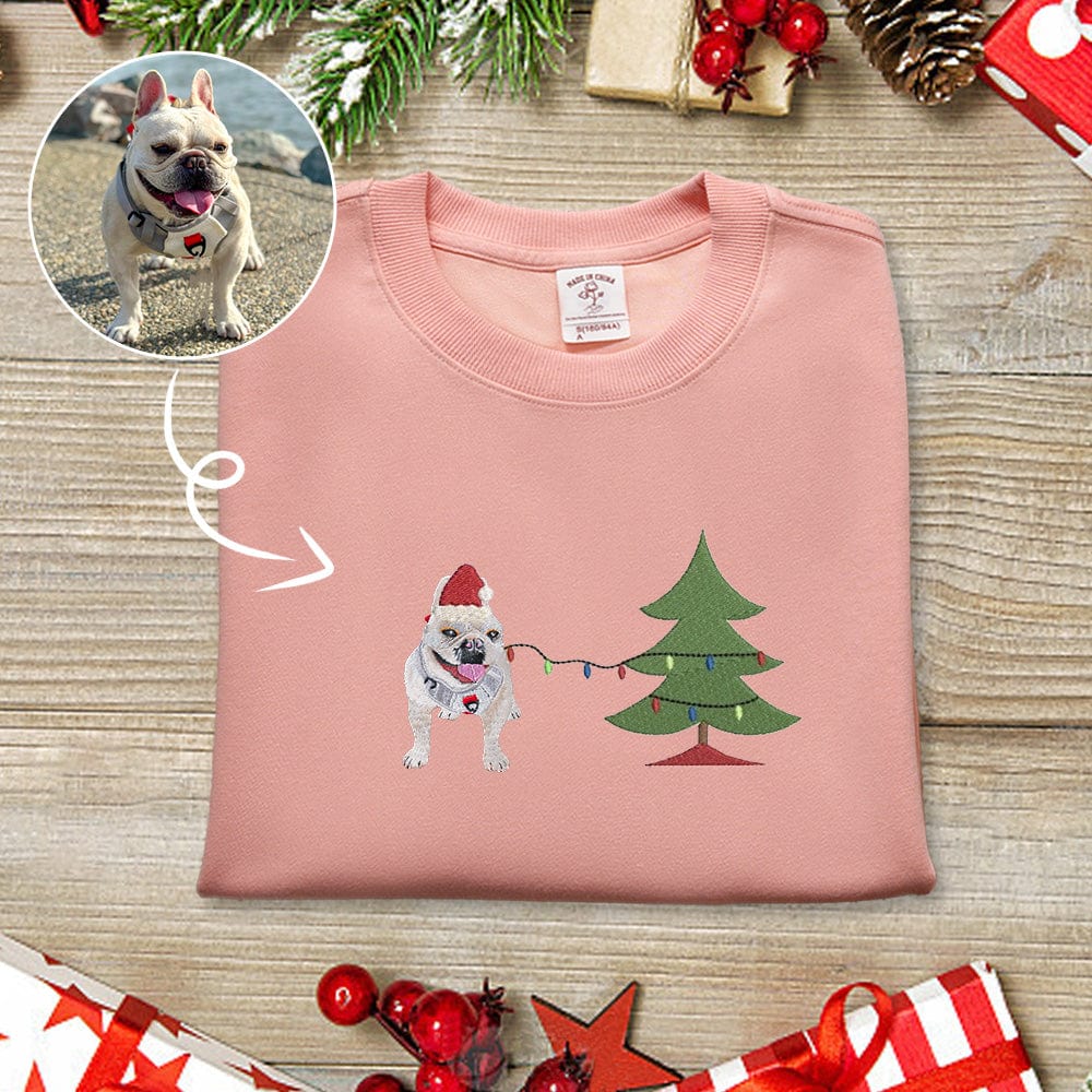 Mystichot Custom Embroidered Christmas tree Pet Sweatshirt