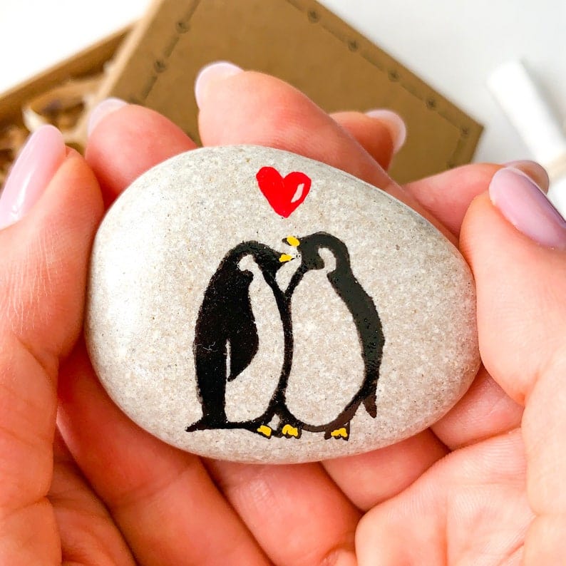 Cute Penguin Pebble for Your Valentine