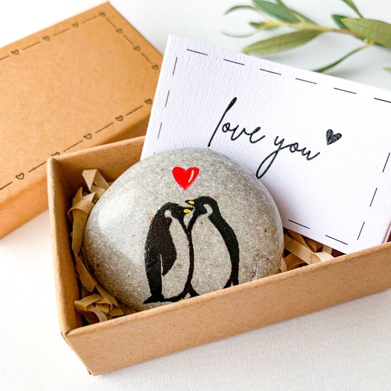 Cute Penguin Pebble for Your Valentine