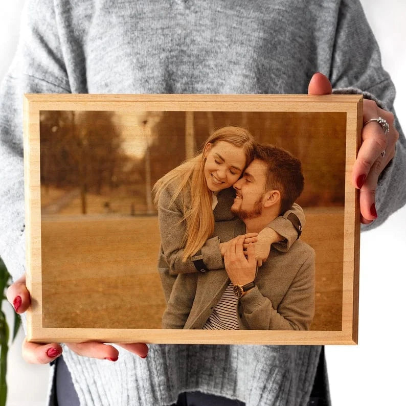 Custom Photo on Wood, Engraved Photo on Wood with Watercolor Style, Custom Wall Art, Personalized Portrait from Photo as Long Distance Gift.