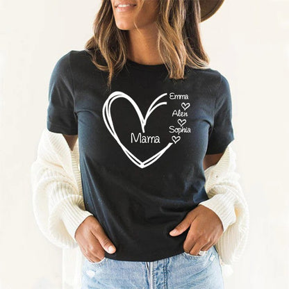 Custom Personalised Heart Print T-shirt, with Children's Names