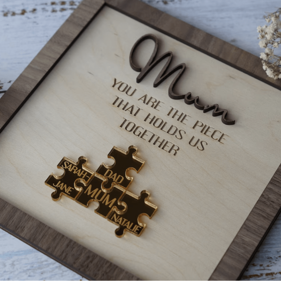 💕„Mama, du bist das Stück, das uns zusammenhält“ Puzzle-Schild💕