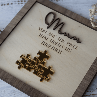 💕„Mama, du bist das Stück, das uns zusammenhält“ Puzzle-Schild💕