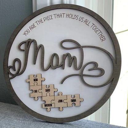 💕„Mama, du bist das Stück, das uns zusammenhält“ Puzzle-Schild💕